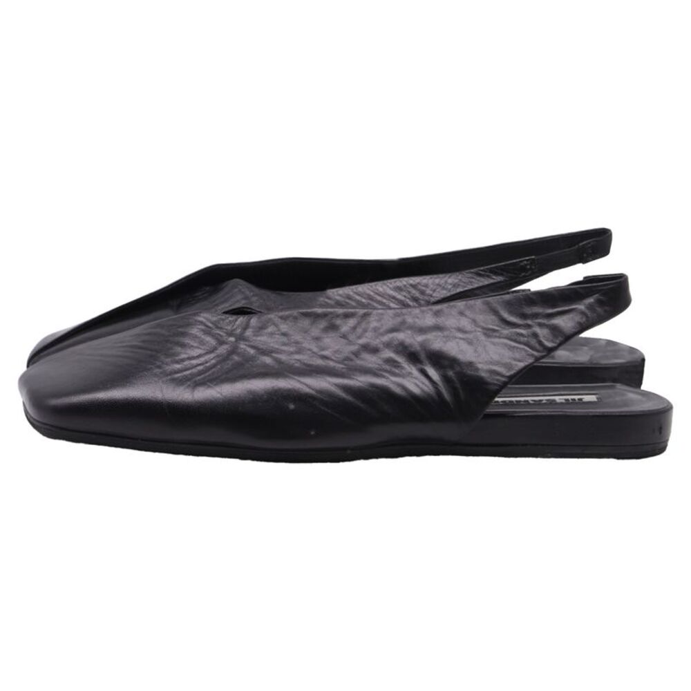 Jil Sander Square-Toe Slingback Flats in Black Leather - Picture 4 of 9